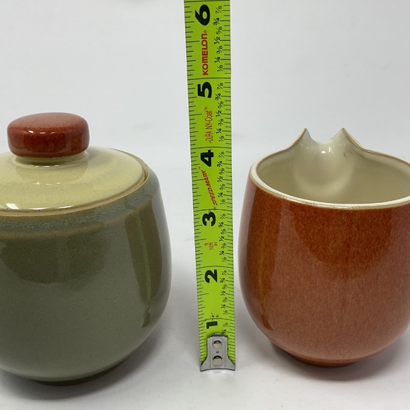 Denby Fire (retired) Stoneware Cream & Lidded Sugar Set - Picture 7 of 8